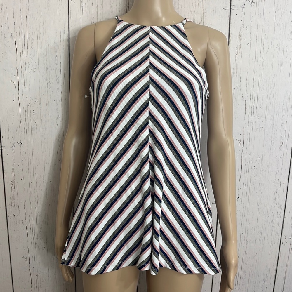 NWT Umgee Striped Tank Top Metallic Stripes Size Small Adjustable straps